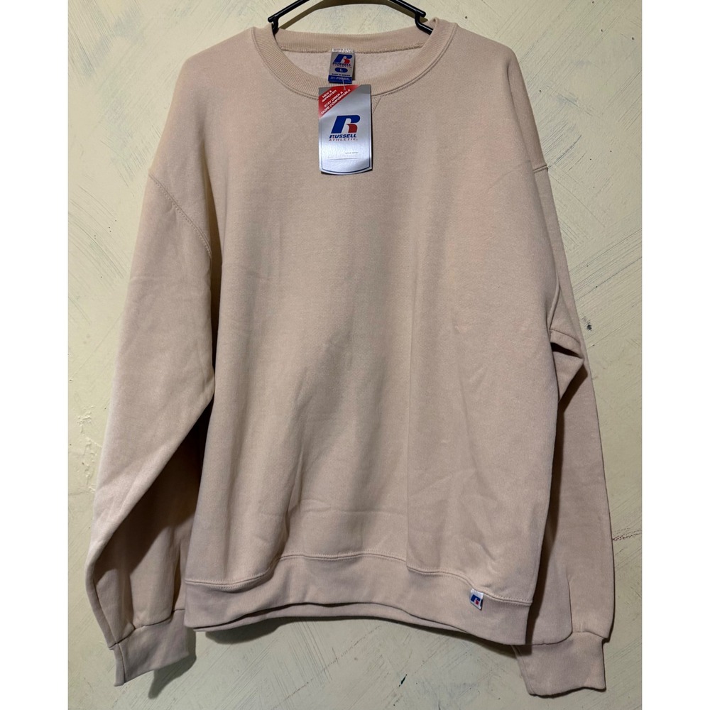 Russell Athletic Dri-Power Crewneck Sweatshirt Tan Beige Mens Large 698HBKL